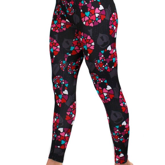 Skull Leggings OS One Size Hearts Black Red Pink Blue Purple TC 2-10 Lock Key - Picture 2 of 3